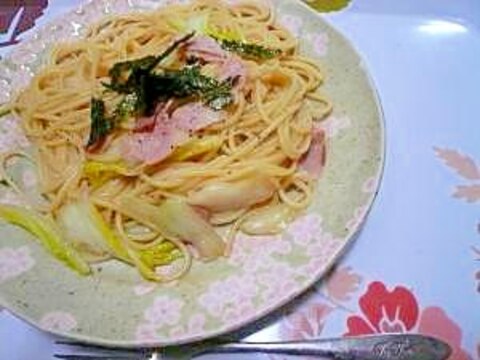 カンタン美味！ベーコン＆白菜パスタ☆バター醤油味